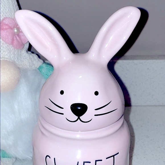 ❗️RAE DUNN PINK SWEET HEART VALENTINE SPRING BUNNY CANISTER - Picture 2 of 7